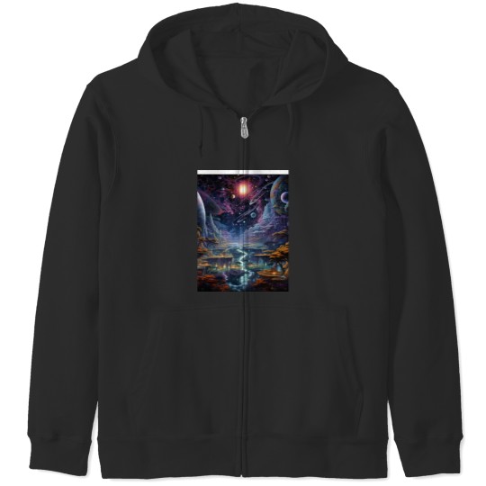 Discover Cosmic Dream Land Graphic Zip Hoodies