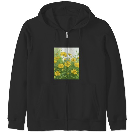 Discover Golden Cosmos Bloom Classic Zip Hoodies