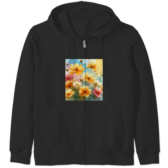 Discover Yellow Cosmos Flower  Premium Zip Hoodies