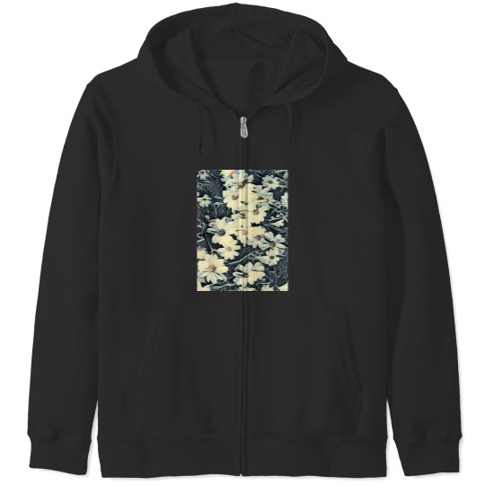 Discover Nostalgic White Flowers Classic Zip Hoodies