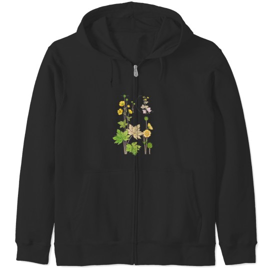 Discover Vintages Yellow Flowers and Leaves Classic Zip Hoodies