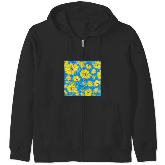 Discover Yellow Flowers by Jan Marvin Essential Zip Hoodies