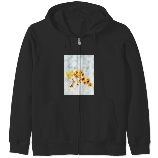 Discover Yellow Flowers Watercolor Long Zip Hoodies