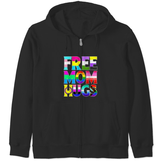 Discover Free Mom Hugs Rainbow Flag LGBTQ Pride Month Cute Trans Zip Hoodies