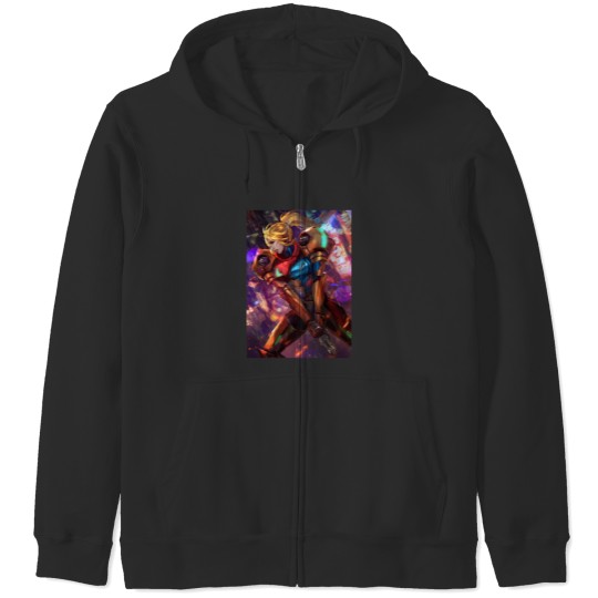 Discover Samus Aran Is Ready For Action Zip Hoodies