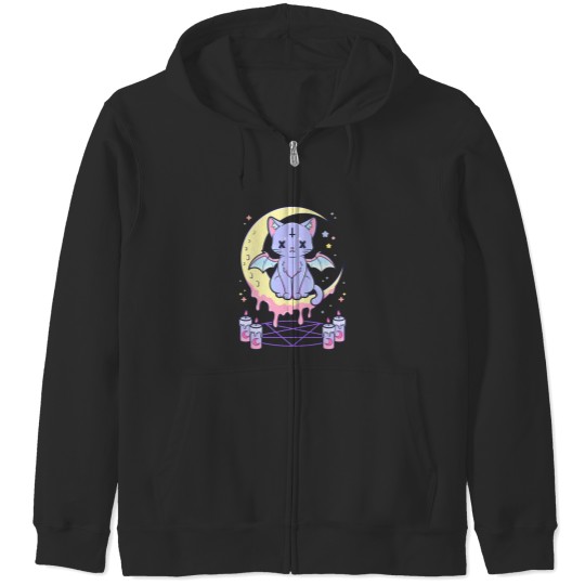 Discover Kawaii Pastel Goth Cute Creepy Occult Cat Zip Hoodies