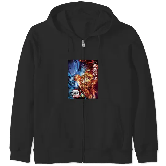 Discover Kyojuro Kyo Rengokoo vs Akaza Zip Hoodies