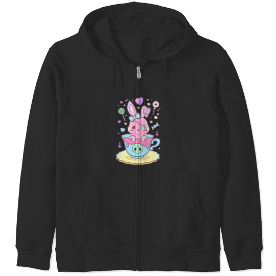 Discover Kawaii Pastel Goth Cute Creepy Occult Rabbit Zip Hoodies