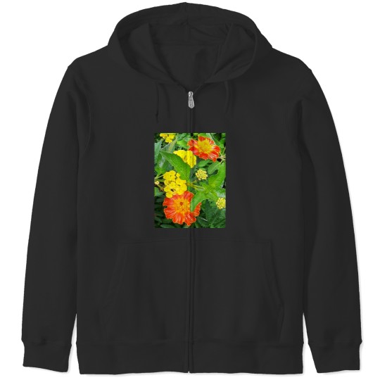 Discover yellow and orange flower Zip Hoodies