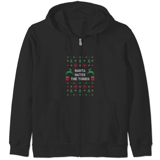 Discover Santa Hates The Tories Funny Anti Tory Christmas Zip Hoodies