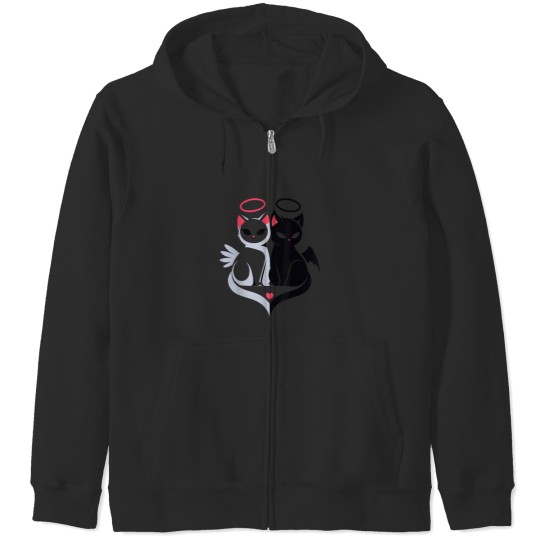 Discover Angel And Demon Cats Love Valentine 39 S Day Whi Zip Hoodies