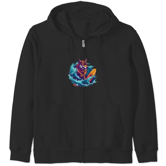 Discover Wolf Surfing 80S Commercial Graphic T Shirt 1 Zip Hoodies