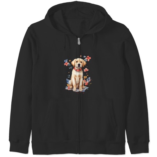Discover Labrador Love In Bloom Zip Hoodies