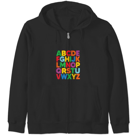 Discover ABCs Shirt Alphabet Colorful Letters Reading Kid Zip Hoodies