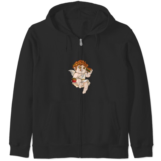 Discover Cupid Burger Fries Valentines Day Funny Fast FF Band Zip Hoodies
