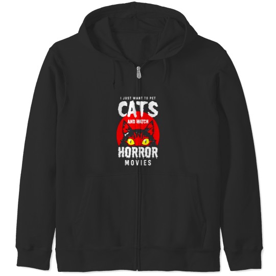 Discover Cats And Horror Movies Zip Hoodies