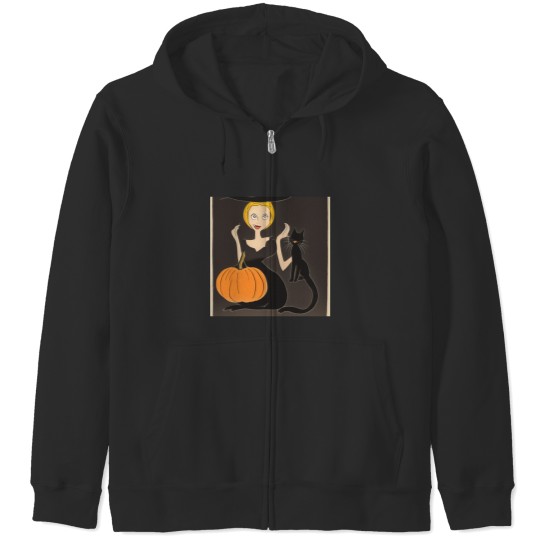 Discover Halloween Witch & Cat Zip Hoodies