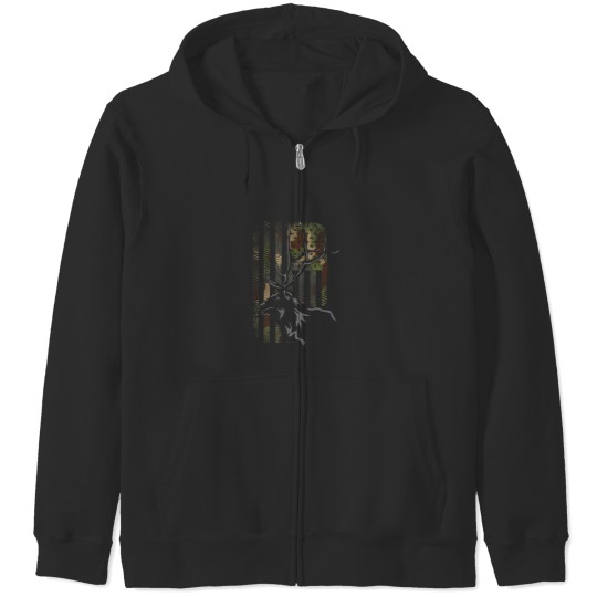 Discover American Flag Camo Camouflage Outdoor Antlers El Zip Hoodies