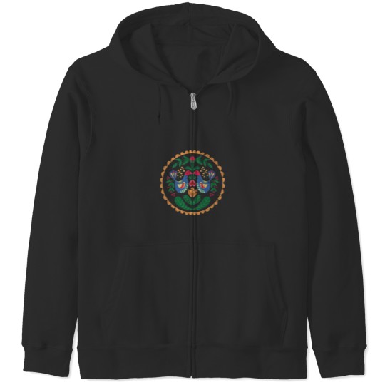 Discover Fancy Folk Art Fowl Zip Hoodies