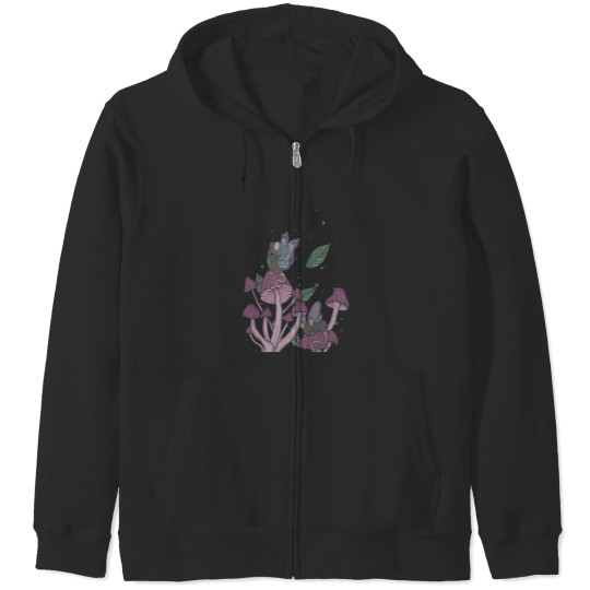 Discover Enchanted Mice With Fairy Wings On Magical Mushrooms Dark Zip Hoodies