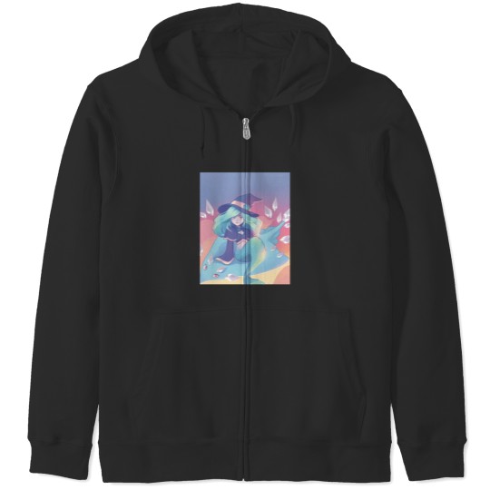Discover Mermaid Ice Witch Flying At Sunset On Her Skate Familiar 1 Zip Hoodies