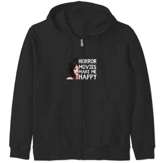 Discover I Love Horror Movies  Anime Girl Zip Hoodies
