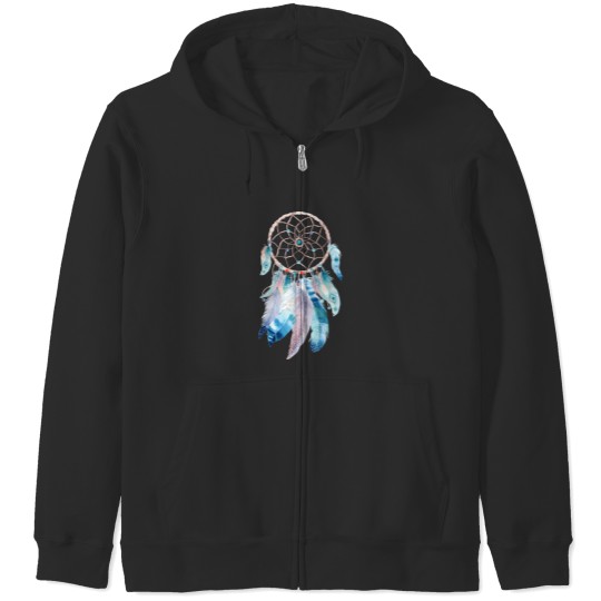 Discover Blue Feathers Dreamcatcher On Purple Zip Hoodies