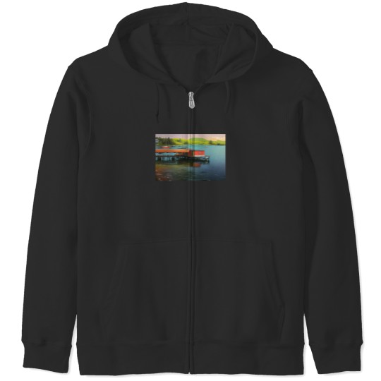 Discover Boathouse On The Water Zip Hoodies