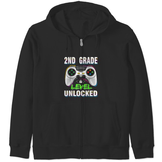 Discover 2Nd Grade Level Unlocked Video Game Back To School Zip Hoodies