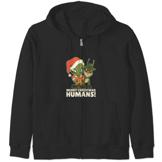 Discover Alien With Reindeer Extraterrestrial Christmas Greetings Zip Hoodies