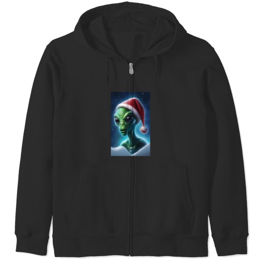 Discover Alien Santa Claus Zip Hoodies