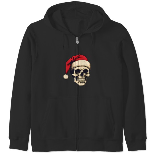 Discover A Skull With Santa Clauss Hat Zip Hoodies