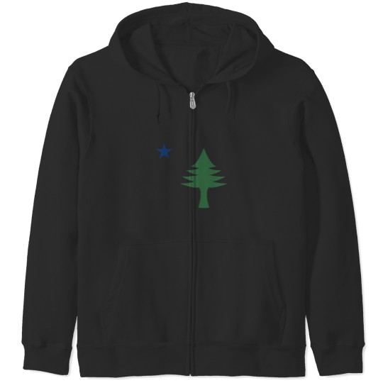 Discover Maine 1901 Original Tree and Star Flag Active Zip Hoodies