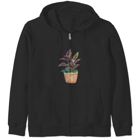 Discover Watercolor Rubber Tree Plant .png Zip Hoodies