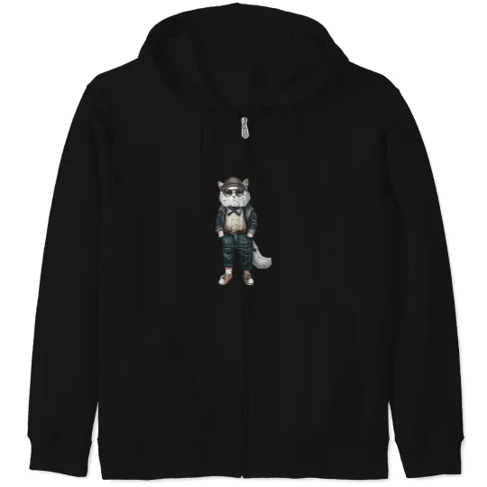 Discover Hipster Cat V16 Zip Hoodies
