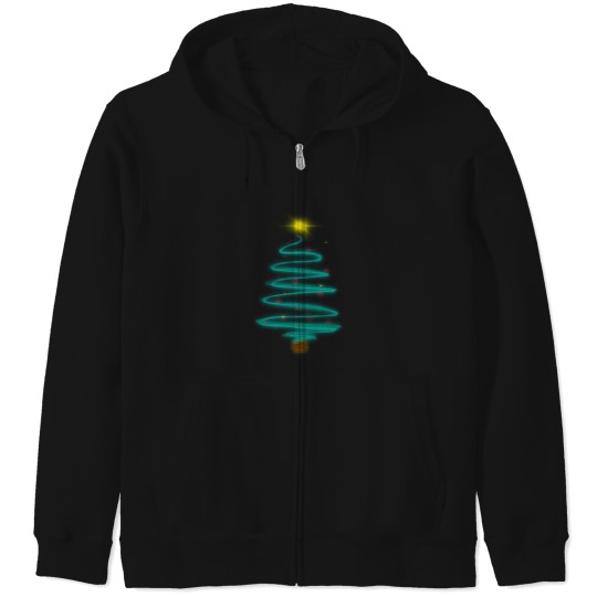 Discover Abstract Glowing Christmas Tree Zip Hoodies