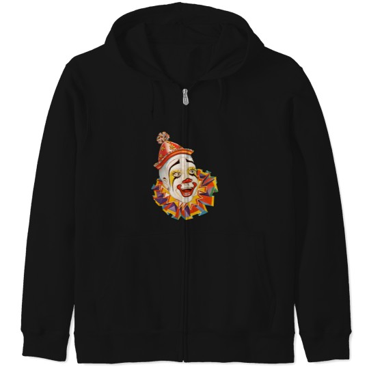 Discover Clown. Scary. Horror. Clown. Clown Head Circus Vintage Advertising Poster On Black Zip Hoodies