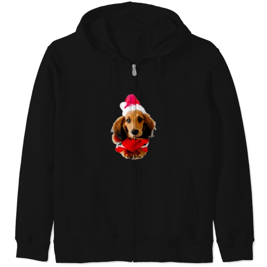Discover Dachshund Christmas Puppy Dog Zip Hoodies