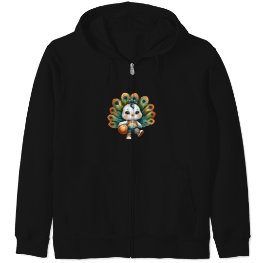Discover Cute Peacock Basket Ball Player Zip Hoodies