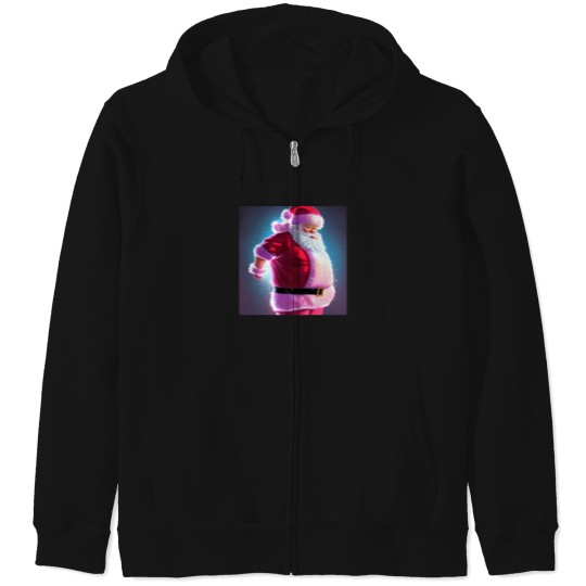 Discover Abstraction Santa Claus Painting Funny Kawaii Pink Glasses White Beard 31 Zip Hoodies