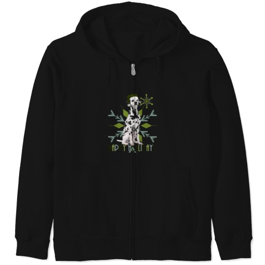 Discover Dalmatian In A Santa Hat Holiday Dog Zip Hoodies