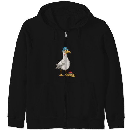 Discover Seagull with fries Zip Hoodies