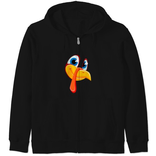 Discover Cute Turkey Face Funny Thanksgiving Day Pilgrim Zip Hoodies
