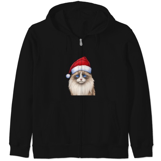 Discover A Festive Blue-Eyed Ragdoll Cat Zip Hoodies