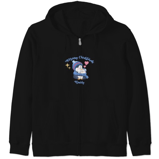 Discover Cute Penguin Merry Christmas- Merry Christmas Daddy Zip Hoodies