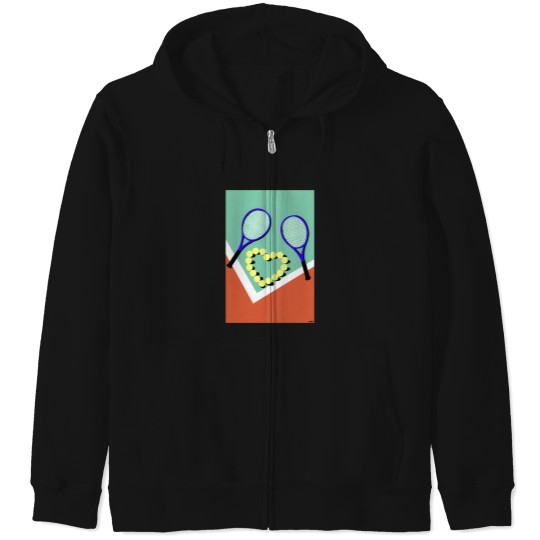 Discover Cute And Colorful Tennis Court With Tennis Ball In A Heart Shape Zip Hoodies