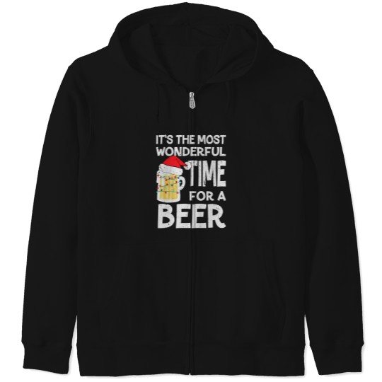 Discover It'S The Most Wonderful Time For A Beer Christmas Zip Hoodies