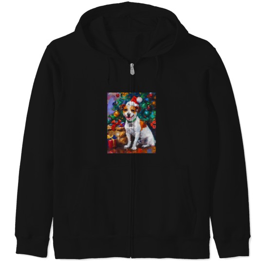 Discover Jack Russell Terrier Yuletide Greetings Zip Hoodies