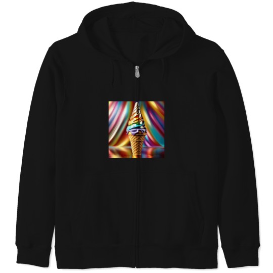 Discover Shimmering Ice Cream Cone Zip Hoodies