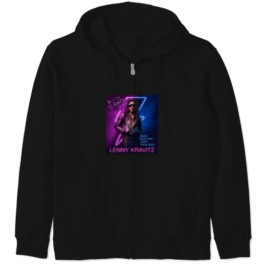 Discover Lenny Kravitz Electric Blue Light Tour 2024 Signature Unisex Zip Hoodies All Size